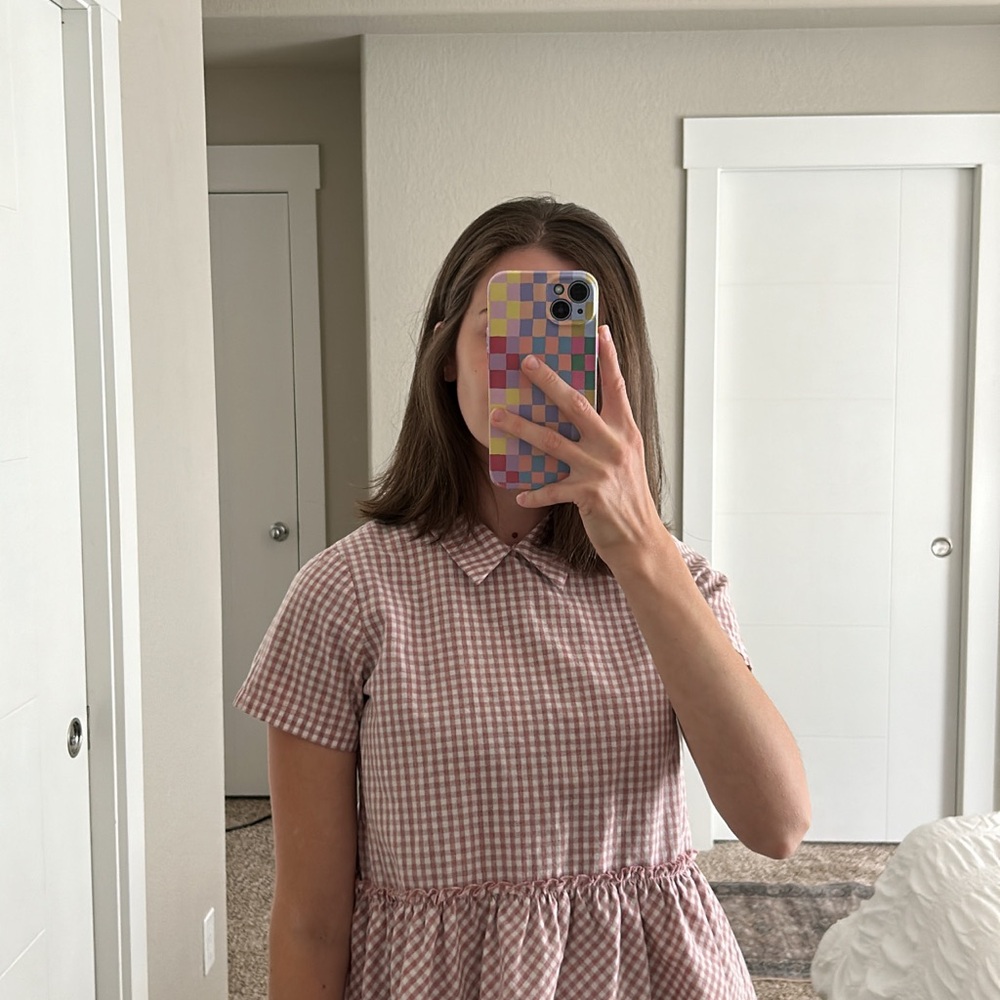 Pink Gingham Short Sleeve Shirt
